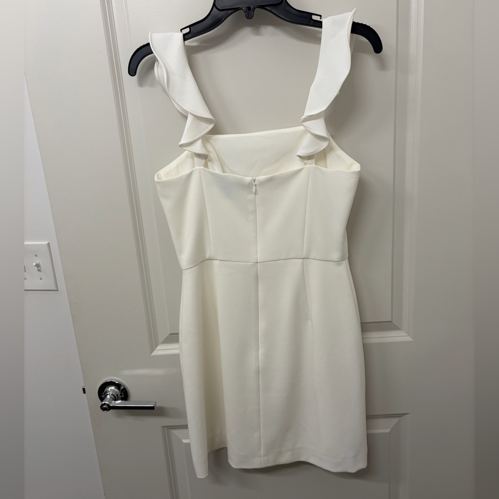 French Connection Cream Mini Dress with Ruffle Straps - Picture 2 of 3